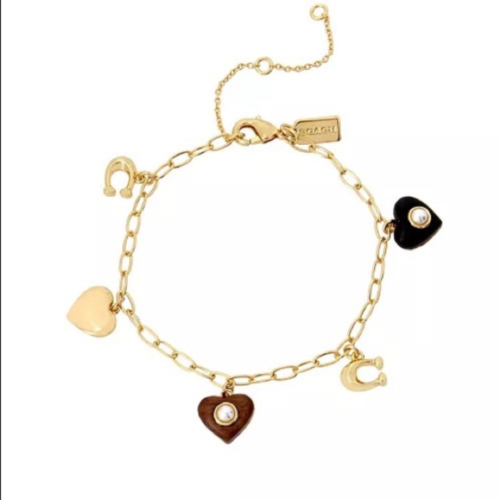 Coach Wooden heart bracelet NEW - Picture 2 of 6